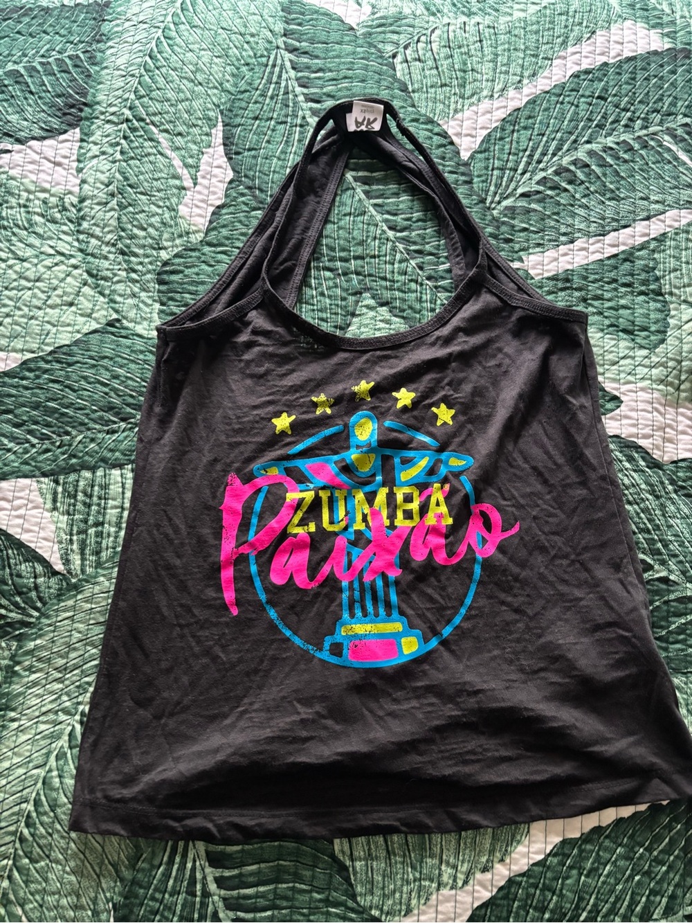 Zumba Fitness Black Top with Green Background Accent